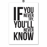 Self Motivation Quotes Wall Art Canvas Painting Nordic Posters And Prints Black White Wall Pictures For Living Room Decor